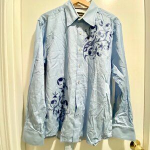 (1) James Campbell LA Embroidery Western Cowboy Festival Stitch Cotton Shirt L